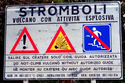 Stromboli warning sign